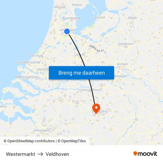 Westermarkt to Veldhoven map