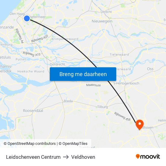 Leidschenveen Centrum to Veldhoven map