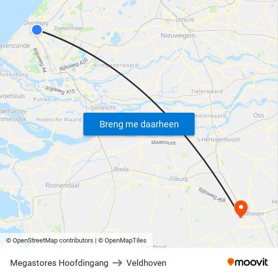 Megastores Hoofdingang to Veldhoven map