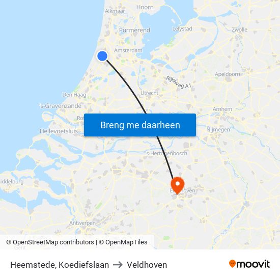 Heemstede, Koediefslaan to Veldhoven map