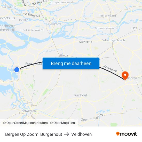 Bergen Op Zoom, Burgerhout to Veldhoven map