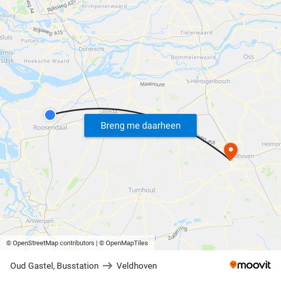 Oud Gastel, Busstation to Veldhoven map