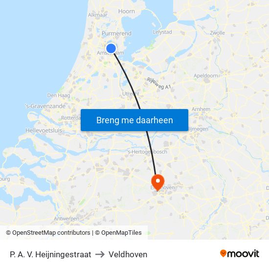 P. A. V. Heijningestraat to Veldhoven map