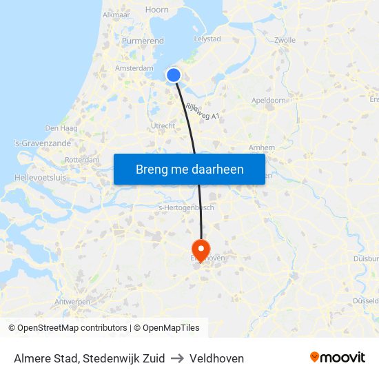 Almere Stad, Stedenwijk Zuid to Veldhoven map