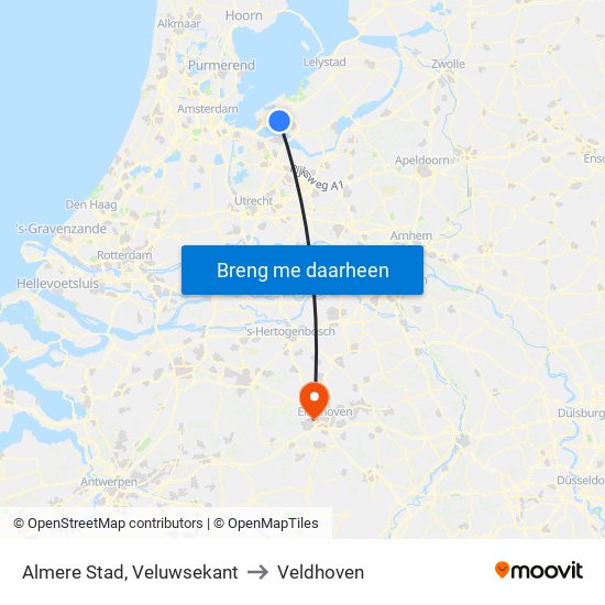 Almere Stad, Veluwsekant to Veldhoven map