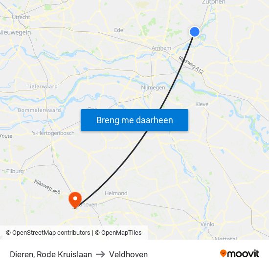 Dieren, Rode Kruislaan to Veldhoven map