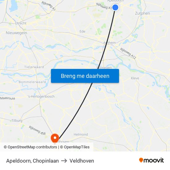 Apeldoorn, Chopinlaan to Veldhoven map