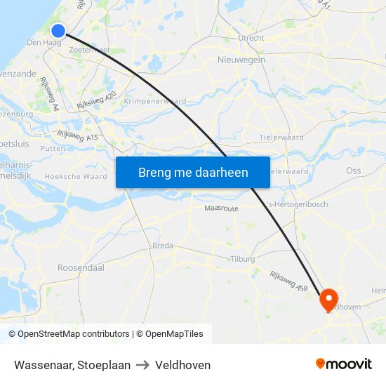 Wassenaar, Stoeplaan to Veldhoven map