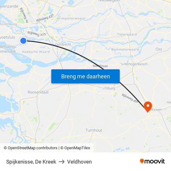 Spijkenisse, De Kreek to Veldhoven map