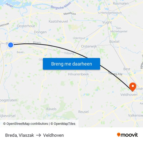 Breda, Vlaszak to Veldhoven map