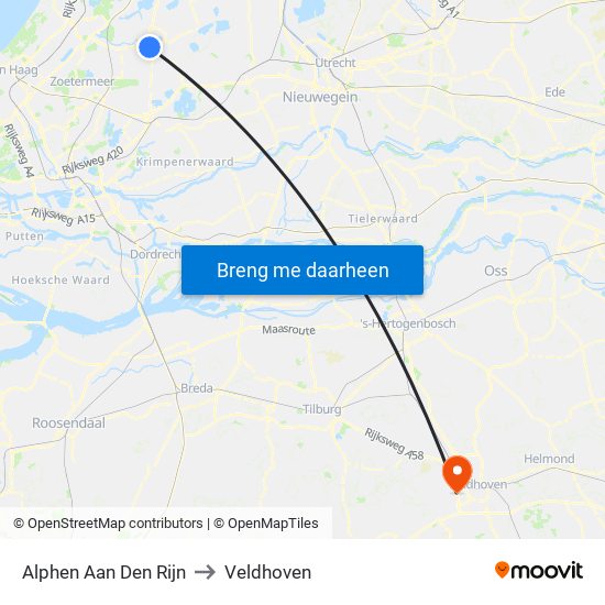 Alphen Aan Den Rijn to Veldhoven map