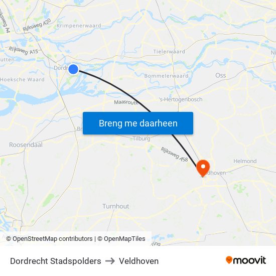 Dordrecht Stadspolders to Veldhoven map