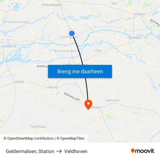 Geldermalsen, Station to Veldhoven map