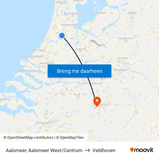 Aalsmeer, Aalsmeer West/Centrum to Veldhoven map