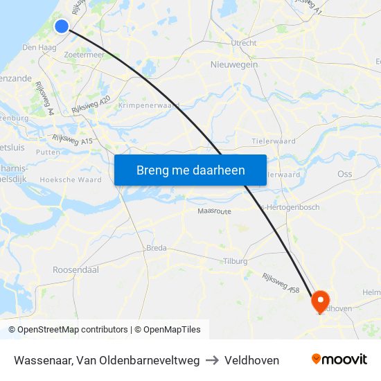 Wassenaar, Van Oldenbarneveltweg to Veldhoven map
