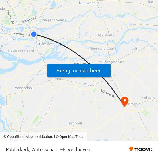 Ridderkerk, Waterschap to Veldhoven map