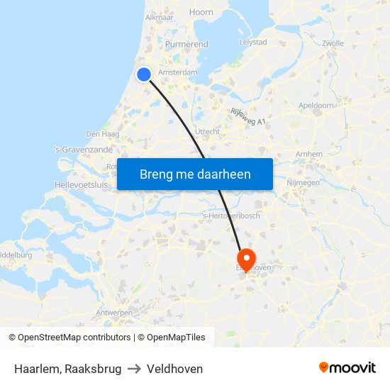 Haarlem, Raaksbrug to Veldhoven map
