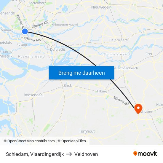 Schiedam, Vlaardingerdijk to Veldhoven map