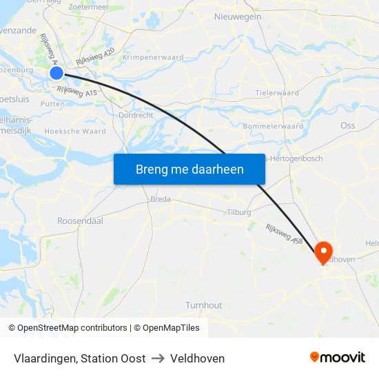 Vlaardingen, Station Oost to Veldhoven map