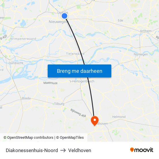 Diakonessenhuis-Noord to Veldhoven map