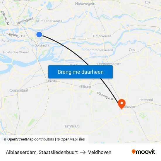 Alblasserdam, Staatsliedenbuurt to Veldhoven map