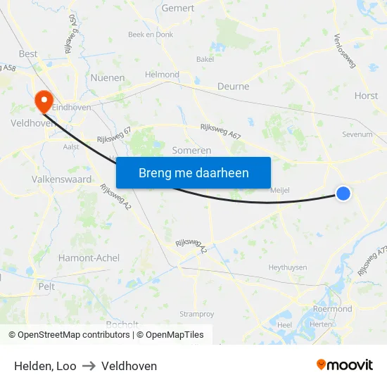 Helden, Loo to Veldhoven map