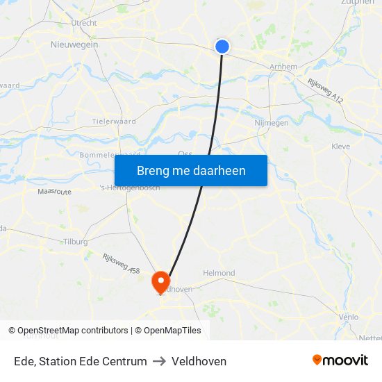 Ede, Station Ede Centrum to Veldhoven map