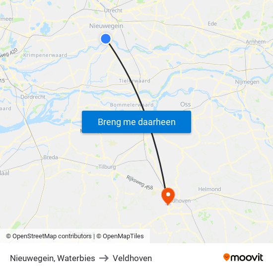 Nieuwegein, Waterbies to Veldhoven map