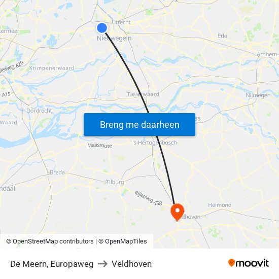 De Meern, Europaweg to Veldhoven map