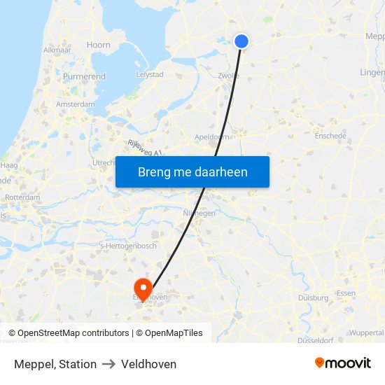 Meppel, Station to Veldhoven map