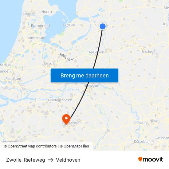 Zwolle, Rieteweg to Veldhoven map