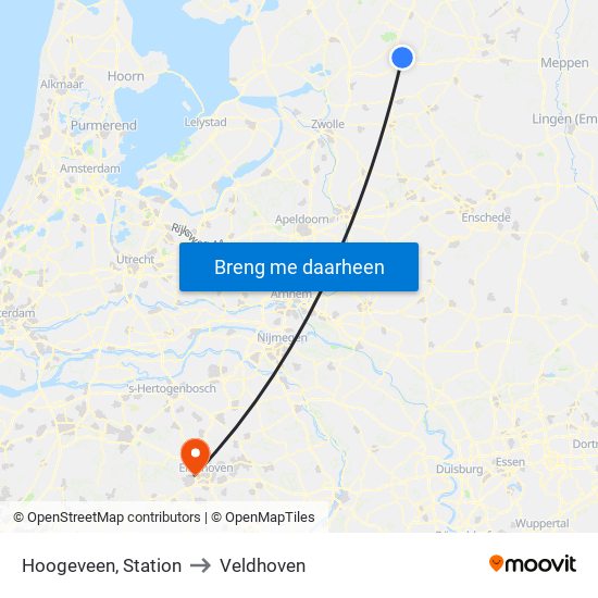Hoogeveen, Station to Veldhoven map