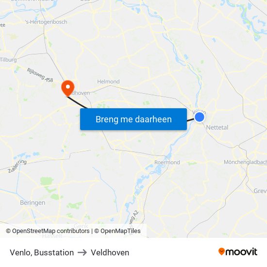 Venlo, Busstation to Veldhoven map