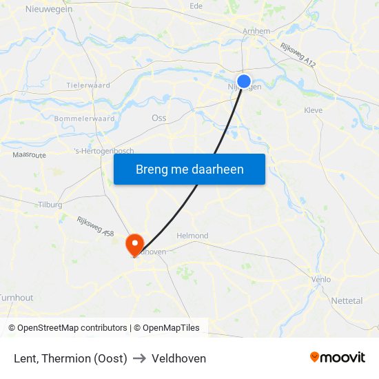 Lent, Thermion (Oost) to Veldhoven map