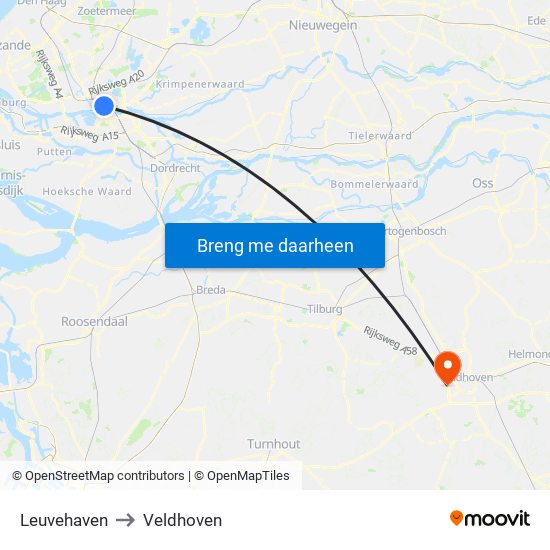 Leuvehaven to Veldhoven map