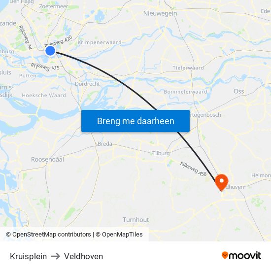 Kruisplein to Veldhoven map