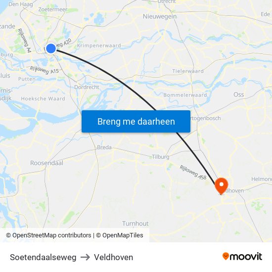 Soetendaalseweg to Veldhoven map