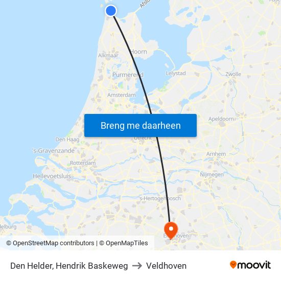 Den Helder, Hendrik Baskeweg to Veldhoven map