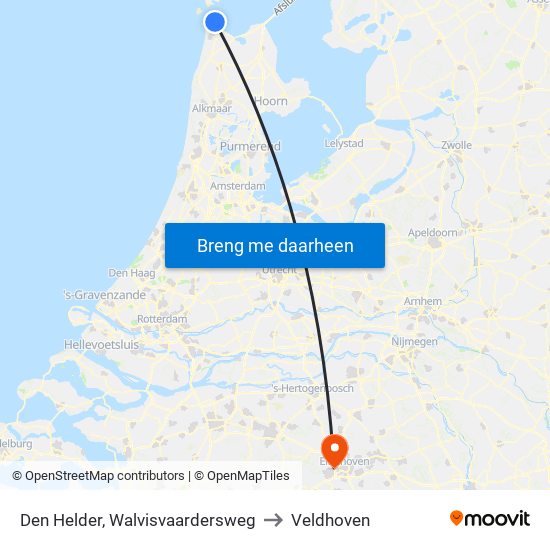 Den Helder, Walvisvaardersweg to Veldhoven map
