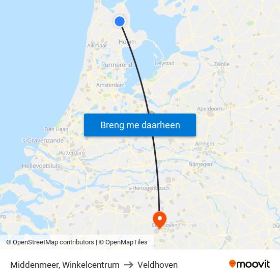 Middenmeer, Winkelcentrum to Veldhoven map