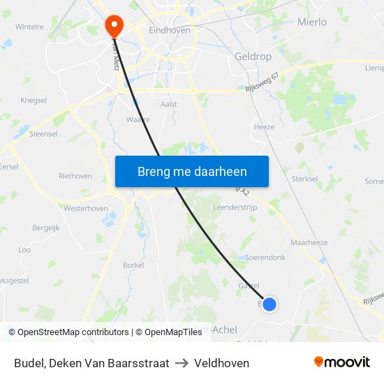 Budel, Deken Van Baarsstraat to Veldhoven map