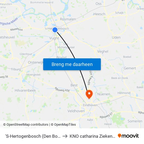 'S-Hertogenbosch (Den Bosch) to KNO catharina Ziekenhuis map