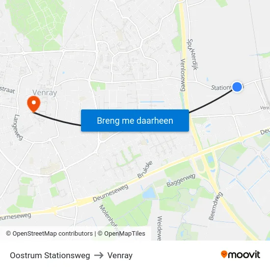 Oostrum Stationsweg to Venray map