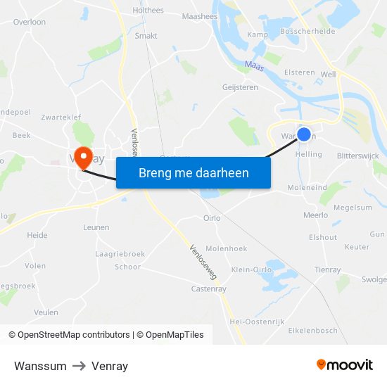 Wanssum to Venray map