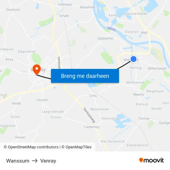 Wanssum to Venray map