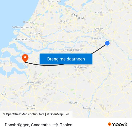 Donsbrüggen, Gnadenthal to Tholen map