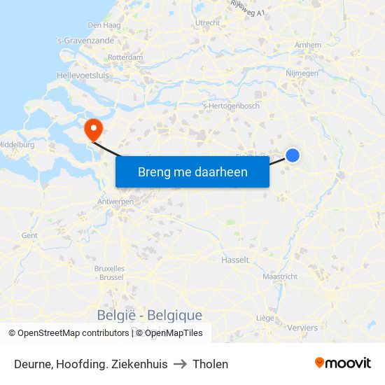 Deurne, Hoofding. Ziekenhuis to Tholen map