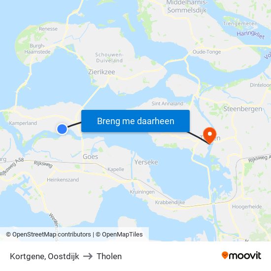 Kortgene, Oostdijk to Tholen map