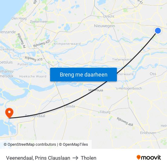 Veenendaal, Prins Clauslaan to Tholen map