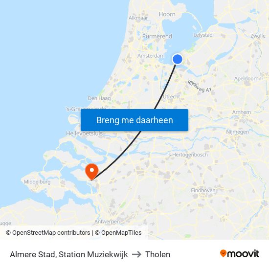 Almere Stad, Station Muziekwijk to Tholen map